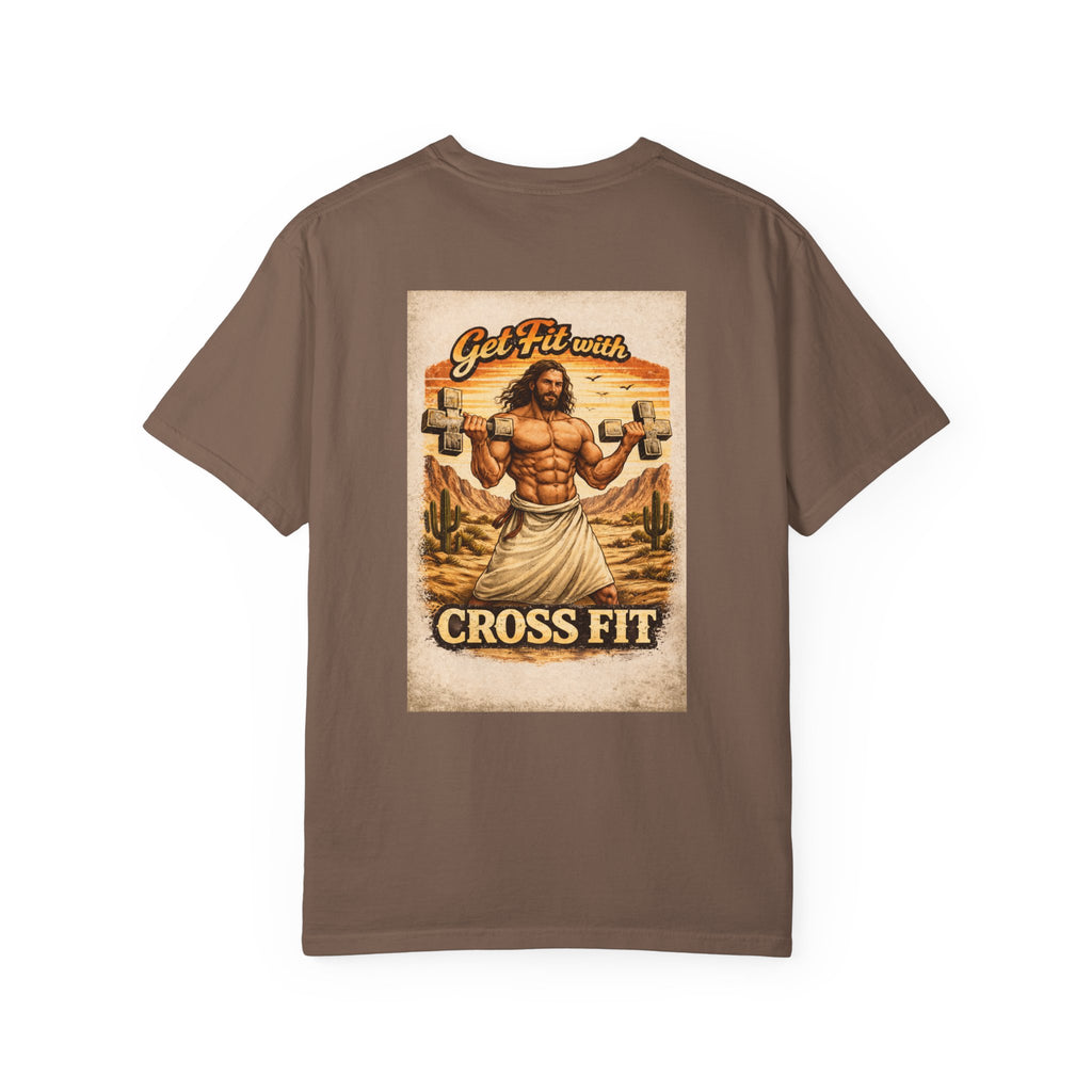 CrossFit T-Shirt — “Lift Heavy, Walk Holy” Jesus Gym Graphic Tee