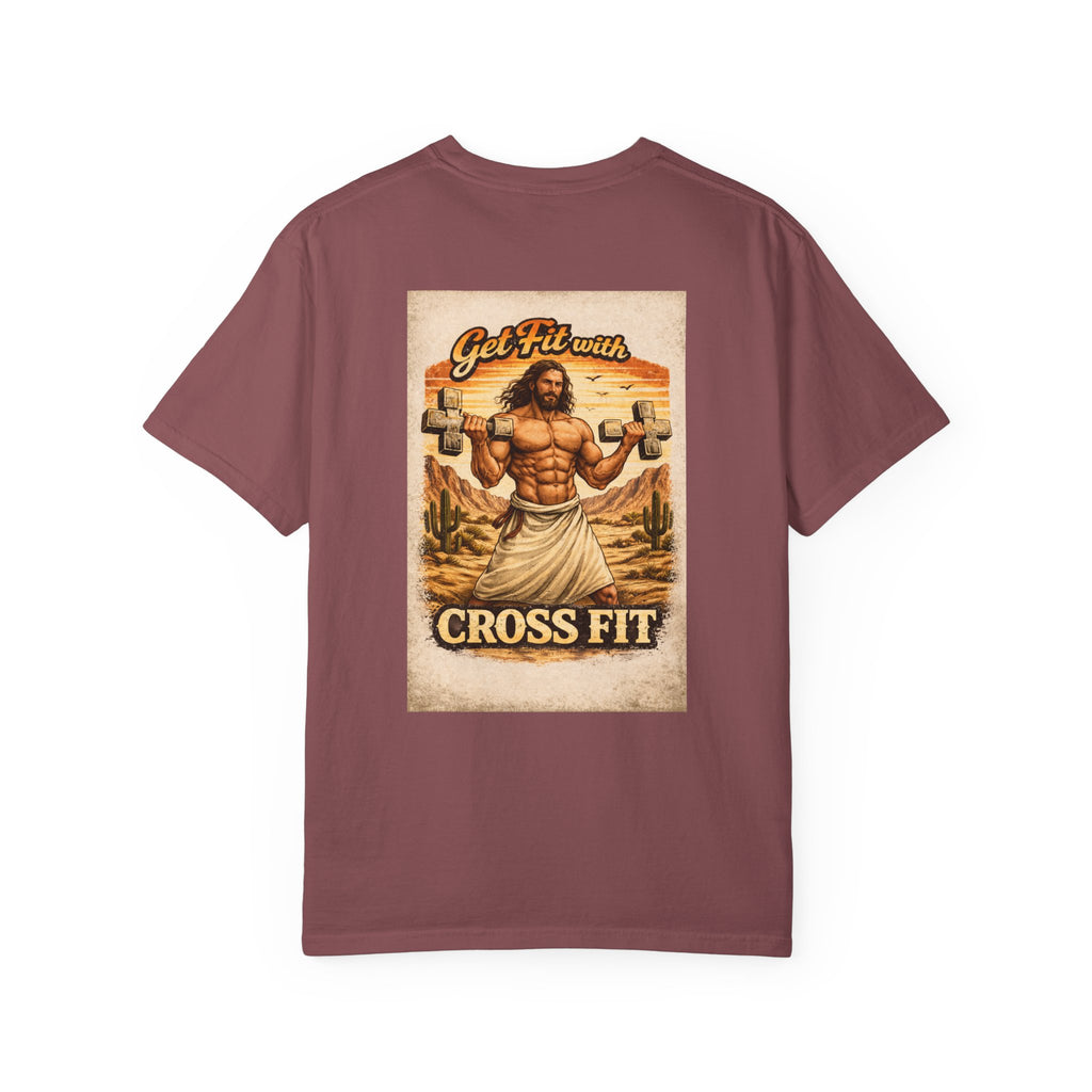CrossFit T-Shirt — “Lift Heavy, Walk Holy” Jesus Gym Graphic Tee
