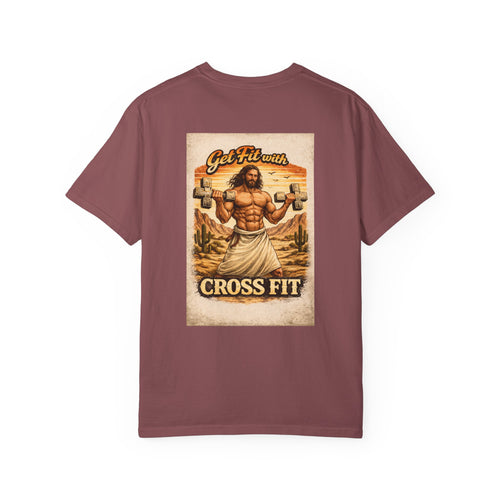 CrossFit T-Shirt — “Lift Heavy, Walk Holy” Jesus Gym Graphic Tee