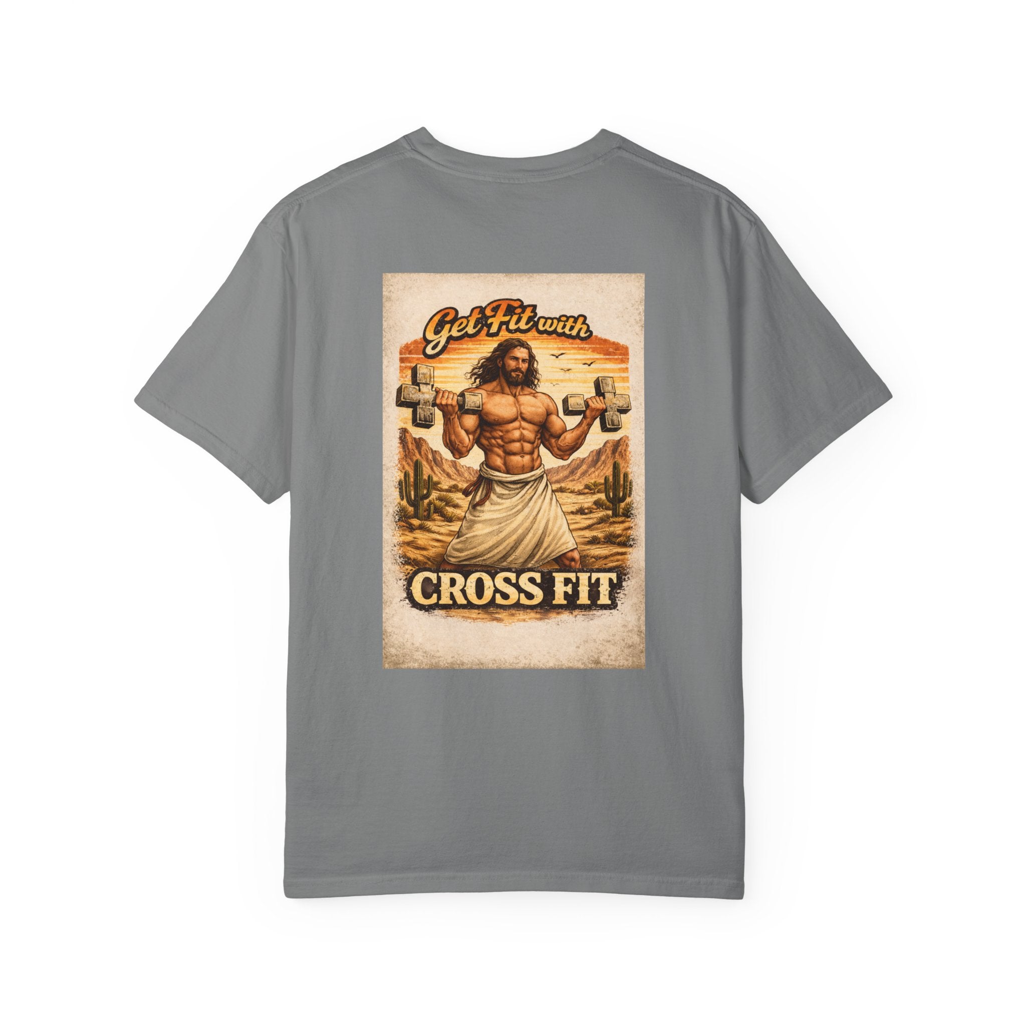 CrossFit T-Shirt — “Lift Heavy, Walk Holy” Jesus Gym Graphic Tee